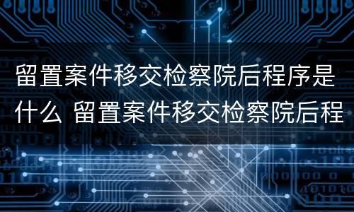 留置案件移交检察院后程序是什么 留置案件移交检察院后程序是什么呢