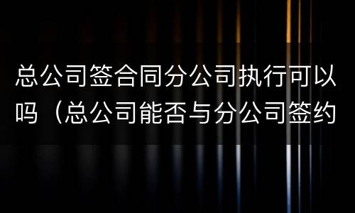 总公司签合同分公司执行可以吗（总公司能否与分公司签约）