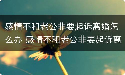 感情不和老公非要起诉离婚怎么办 感情不和老公非要起诉离婚怎么办理