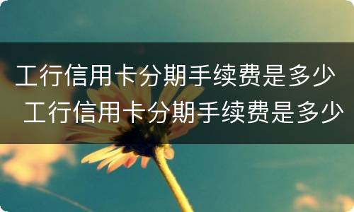 工行信用卡分期手续费是多少 工行信用卡分期手续费是多少啊