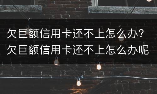 欠巨额信用卡还不上怎么办? 欠巨额信用卡还不上怎么办呢