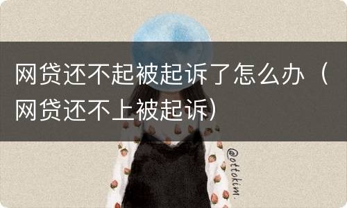 网贷还不起被起诉了怎么办（网贷还不上被起诉）