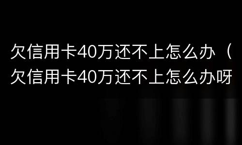 欠信用卡40万还不上怎么办（欠信用卡40万还不上怎么办呀）