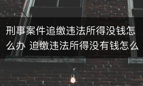 刑事案件追缴违法所得没钱怎么办 追缴违法所得没有钱怎么办
