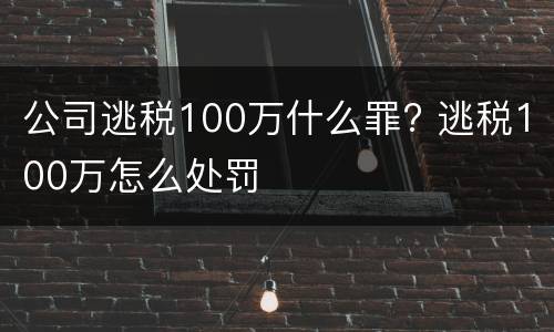 公司逃税100万什么罪? 逃税100万怎么处罚