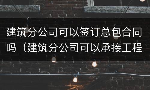 建筑分公司可以签订总包合同吗（建筑分公司可以承接工程）