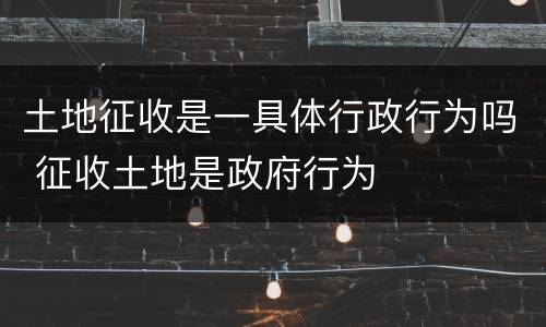 土地征收是一具体行政行为吗 征收土地是政府行为