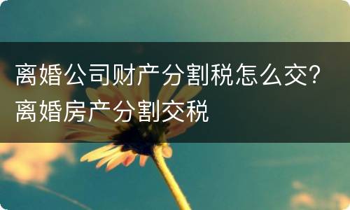 离婚公司财产分割税怎么交? 离婚房产分割交税