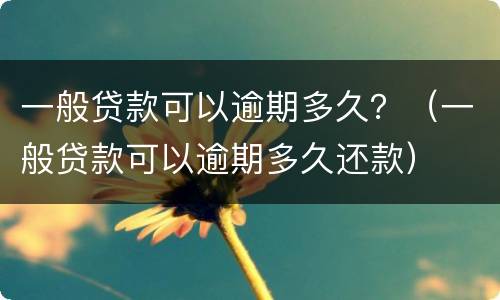 一般贷款可以逾期多久？（一般贷款可以逾期多久还款）