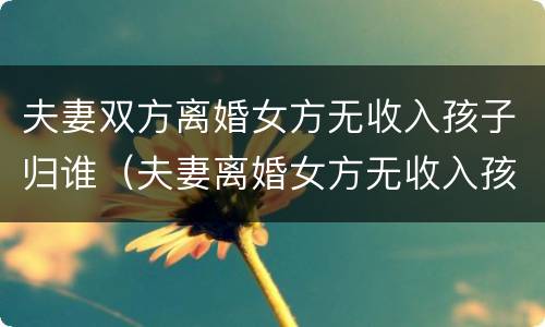 夫妻双方离婚女方无收入孩子归谁（夫妻离婚女方无收入孩子判给谁）
