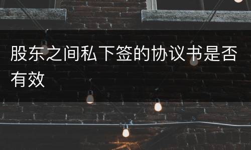 股东之间私下签的协议书是否有效