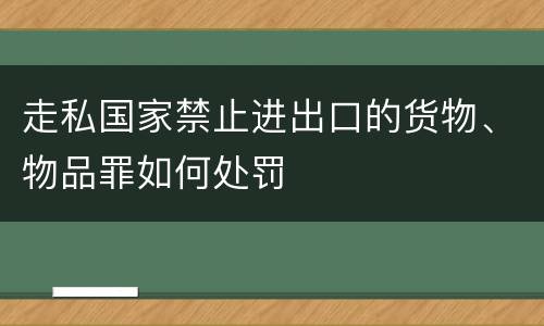 走私国家禁止进出口的货物、物品罪如何处罚