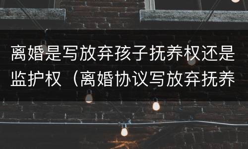 离婚是写放弃孩子抚养权还是监护权（离婚协议写放弃抚养权有没效）