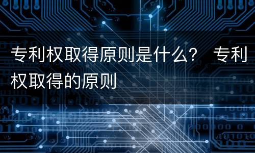 专利权取得原则是什么？ 专利权取得的原则