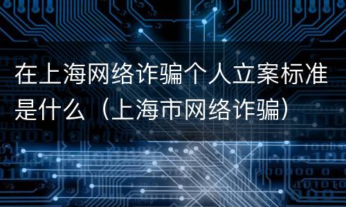 在上海网络诈骗个人立案标准是什么（上海市网络诈骗）