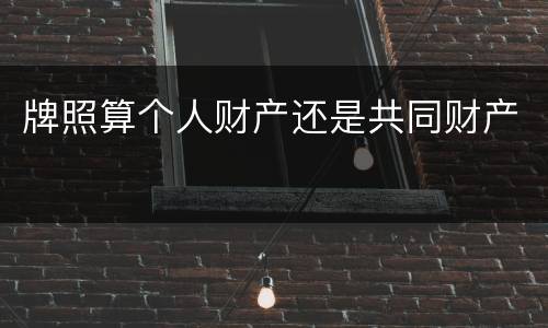 牌照算个人财产还是共同财产