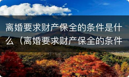 离婚要求财产保全的条件是什么（离婚要求财产保全的条件是什么意思）