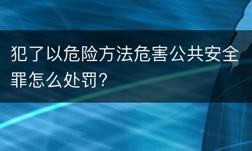 犯了以危险方法危害公共安全罪怎么处罚?