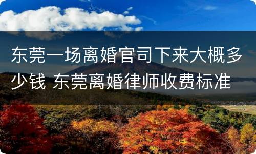 东莞一场离婚官司下来大概多少钱 东莞离婚律师收费标准