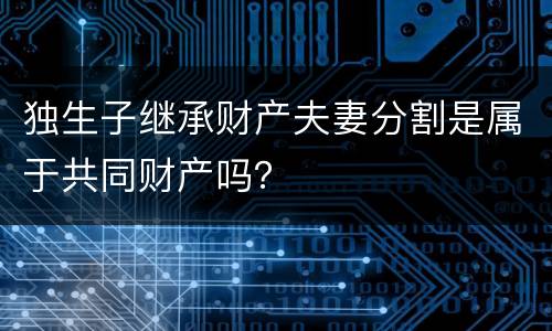 独生子继承财产夫妻分割是属于共同财产吗？