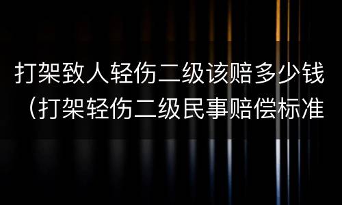 打架致人轻伤二级该赔多少钱（打架轻伤二级民事赔偿标准）
