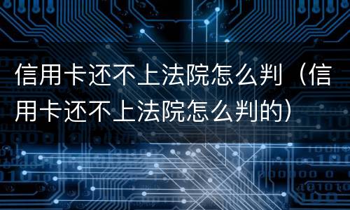 信用卡还不上法院怎么判（信用卡还不上法院怎么判的）