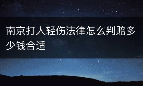 南京打人轻伤法律怎么判赔多少钱合适