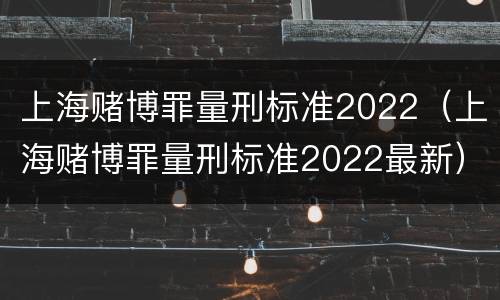上海赌博罪量刑标准2022（上海赌博罪量刑标准2022最新）