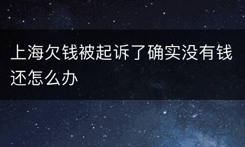 上海欠钱被起诉了确实没有钱还怎么办