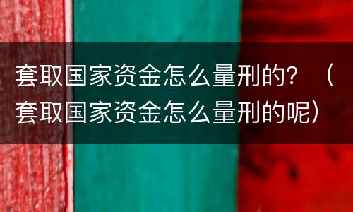 套取国家资金怎么量刑的？（套取国家资金怎么量刑的呢）