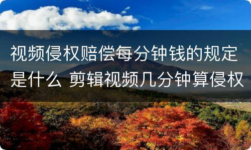 视频侵权赔偿每分钟钱的规定是什么 剪辑视频几分钟算侵权