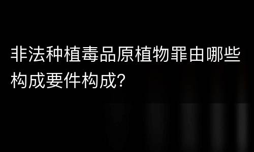 非法种植毒品原植物罪由哪些构成要件构成？