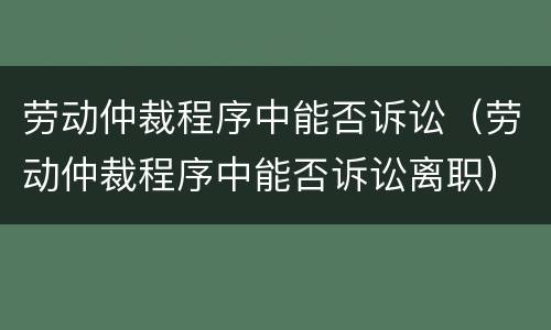 劳动仲裁程序中能否诉讼（劳动仲裁程序中能否诉讼离职）