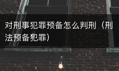 对刑事犯罪预备怎么判刑（刑法预备犯罪）