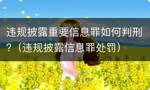 违规披露重要信息罪如何判刑?（违规披露信息罪处罚）