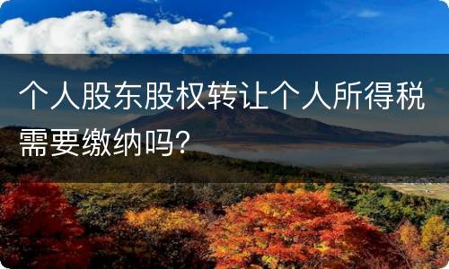 个人股东股权转让个人所得税需要缴纳吗？