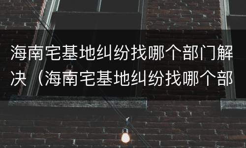 海南宅基地纠纷找哪个部门解决（海南宅基地纠纷找哪个部门解决最有效）