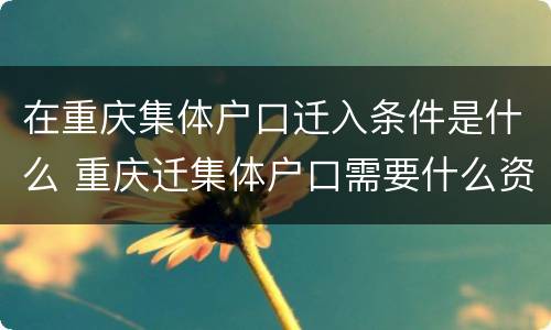 在重庆集体户口迁入条件是什么 重庆迁集体户口需要什么资料