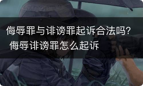 侮辱罪与诽谤罪起诉合法吗？ 侮辱诽谤罪怎么起诉