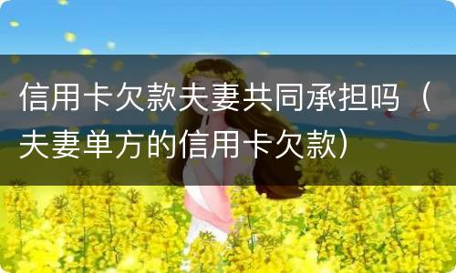 信用卡欠款夫妻共同承担吗（夫妻单方的信用卡欠款）