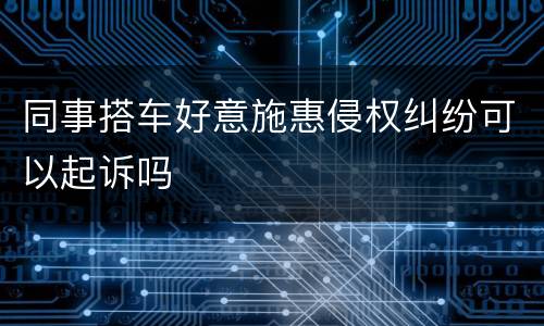 同事搭车好意施惠侵权纠纷可以起诉吗