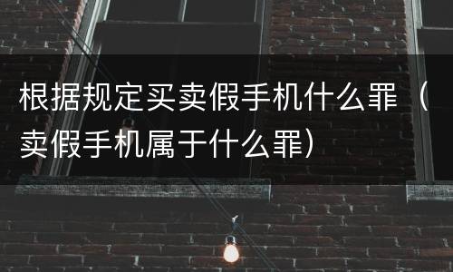 根据规定买卖假手机什么罪（卖假手机属于什么罪）