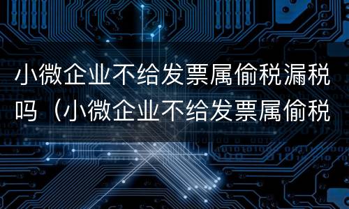 小微企业不给发票属偷税漏税吗（小微企业不给发票属偷税漏税吗）