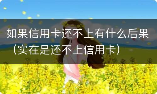 如果信用卡还不上有什么后果（实在是还不上信用卡）