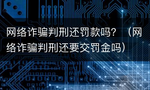 网络诈骗判刑还罚款吗？（网络诈骗判刑还要交罚金吗）