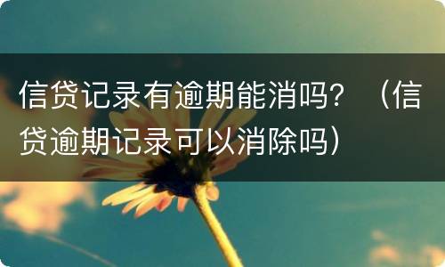 信贷记录有逾期能消吗？（信贷逾期记录可以消除吗）