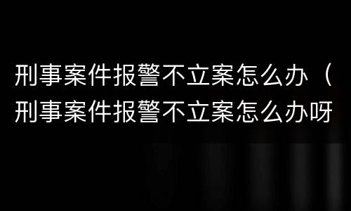 刑事案件报警不立案怎么办（刑事案件报警不立案怎么办呀）