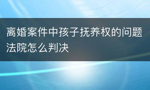 离婚案件中孩子抚养权的问题法院怎么判决