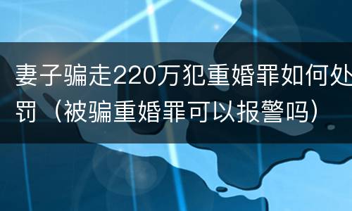 妻子骗走220万犯重婚罪如何处罚（被骗重婚罪可以报警吗）