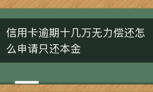 信用卡逾期十几万无力偿还怎么申请只还本金